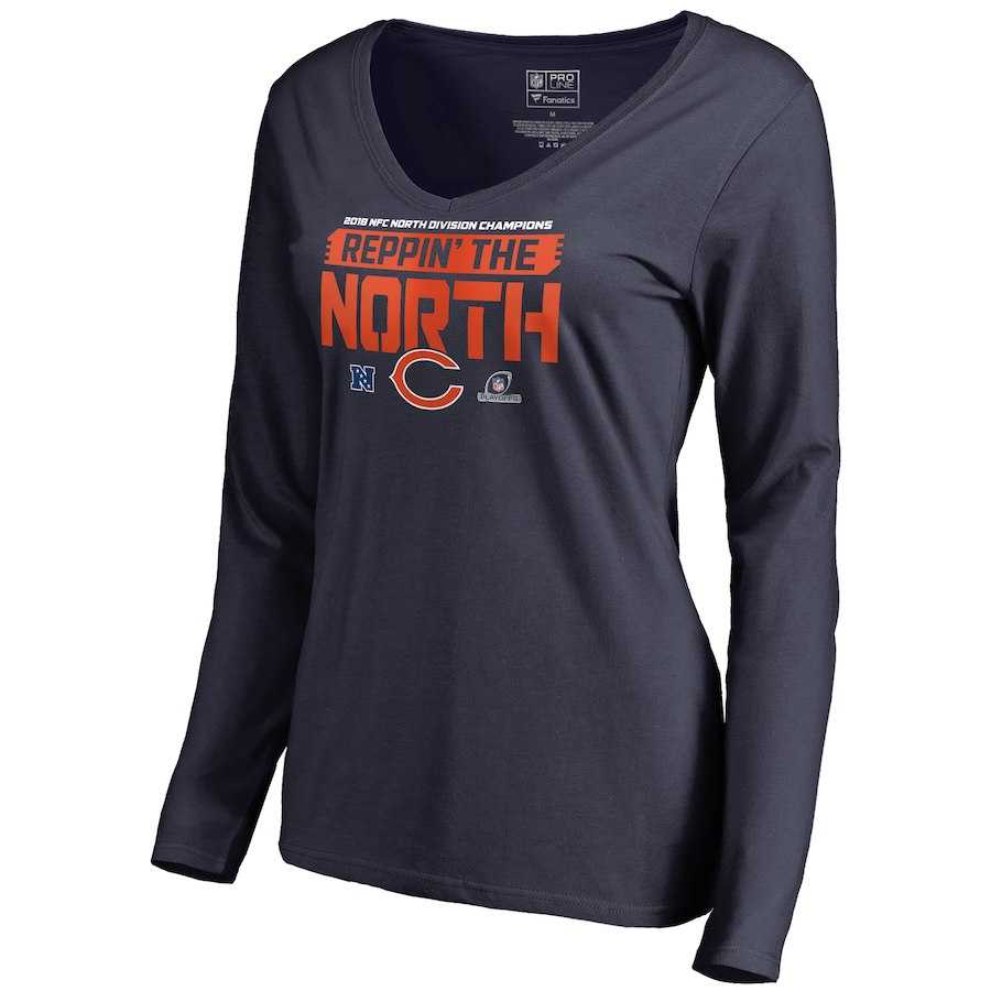 Women Bears Navy Long Sleeve 2018 NFL Playoffs Reppin' The North T-Shirt,We sell and wholesale Women Bears Navy Long Sleeve 2018 NFL Playoffs Reppin' The North T-Shirt on line form chian!